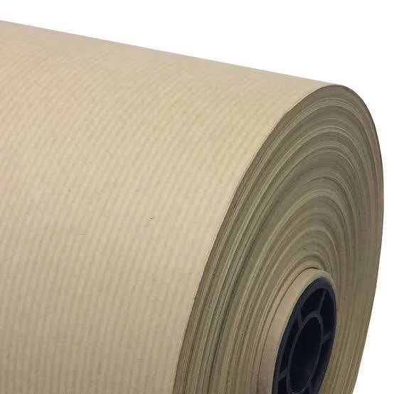 Pure Ribbed Kraft Paper Roll 600mm x 100m 50gsm Brown Parcel Wrapping Paper
